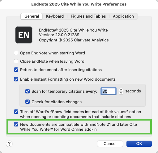 Image showing the CWYW preferences dialog